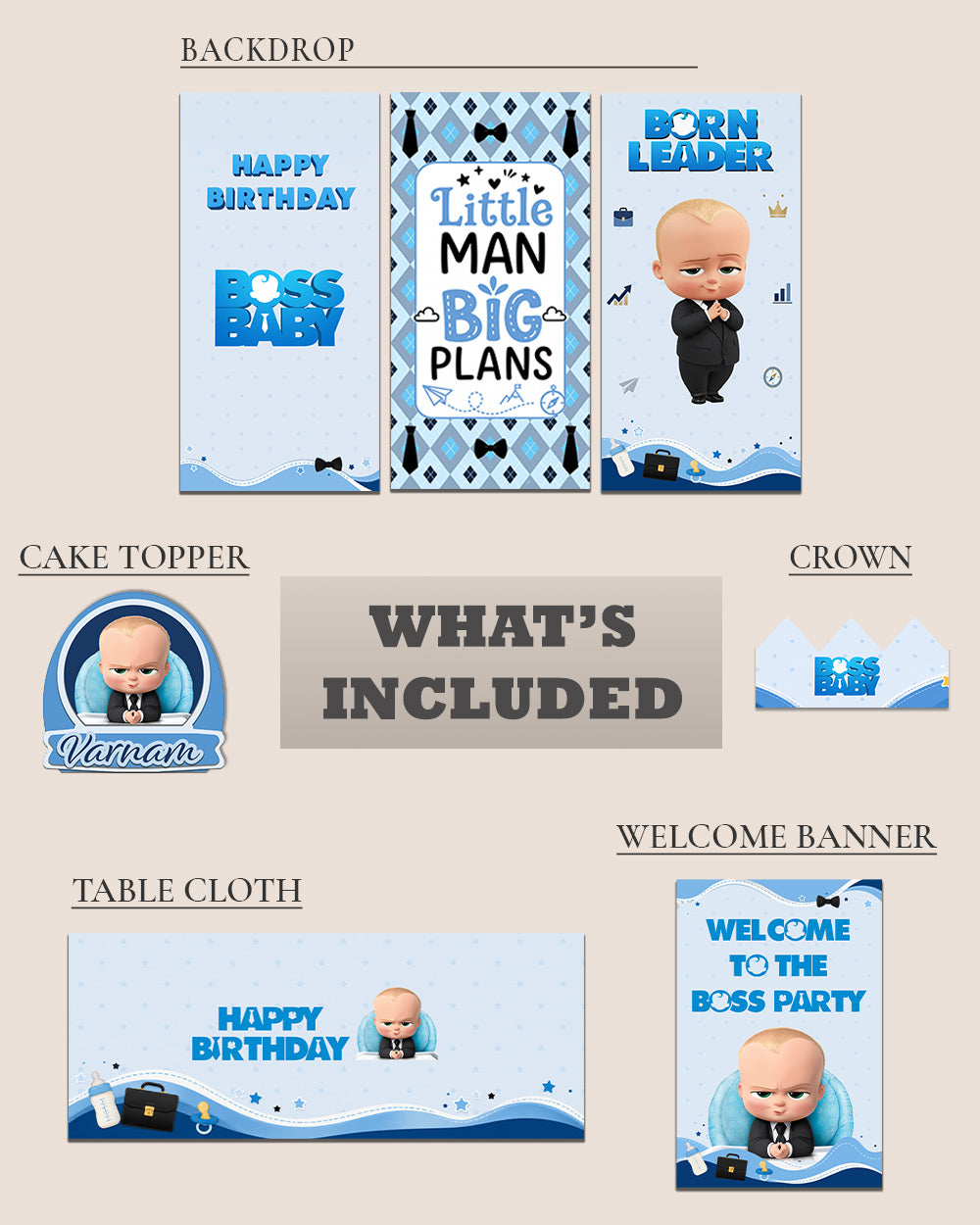 Boss Baby Birthday Decoration Bundle