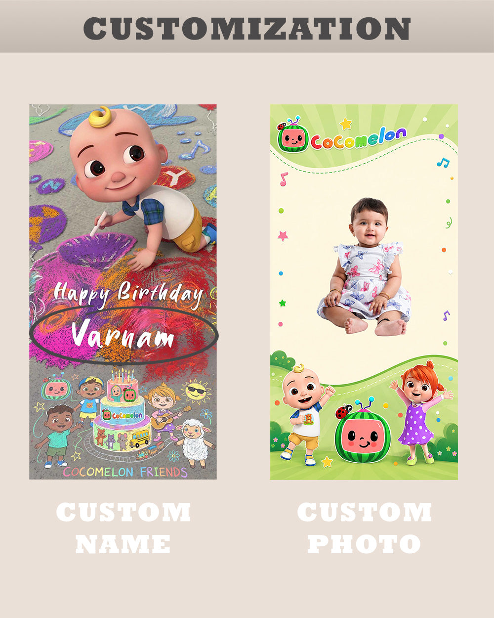 Personalized Cocomelon Birthday Decoration Bundle