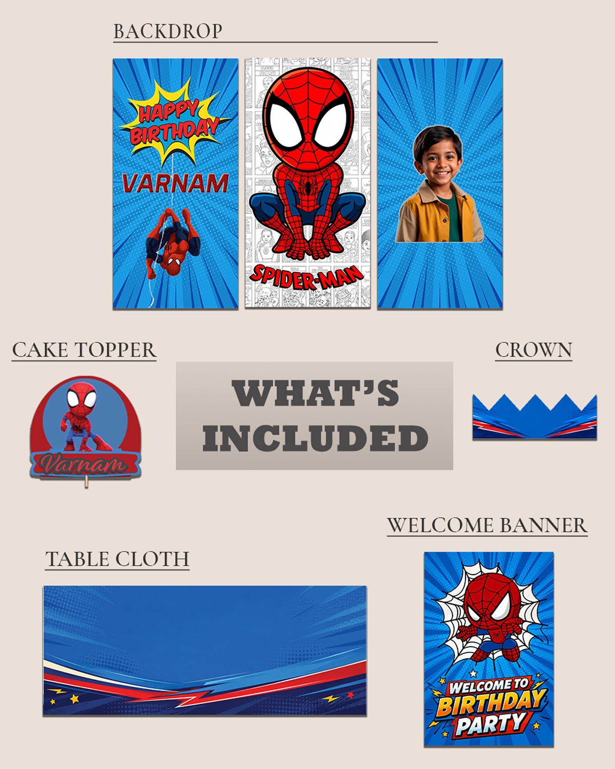 Personalized Spider-Man Birthday Decoration Bundle