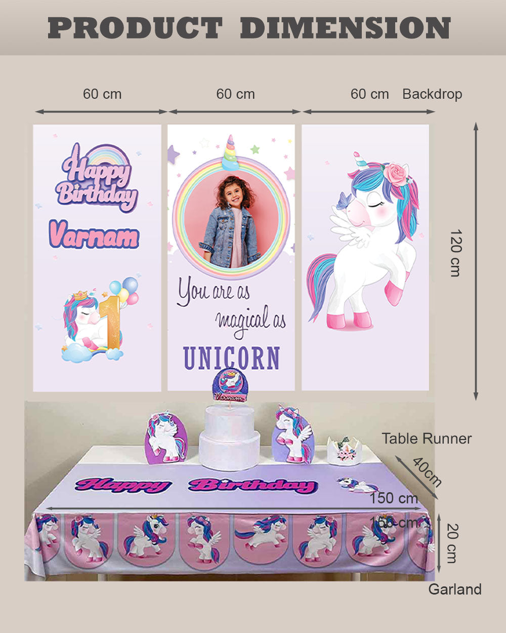 Custom Unicorn Birthday Decoration Bundle