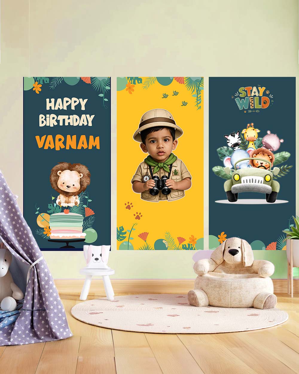 Custom Wild Safari Birthday Decoration Bundle