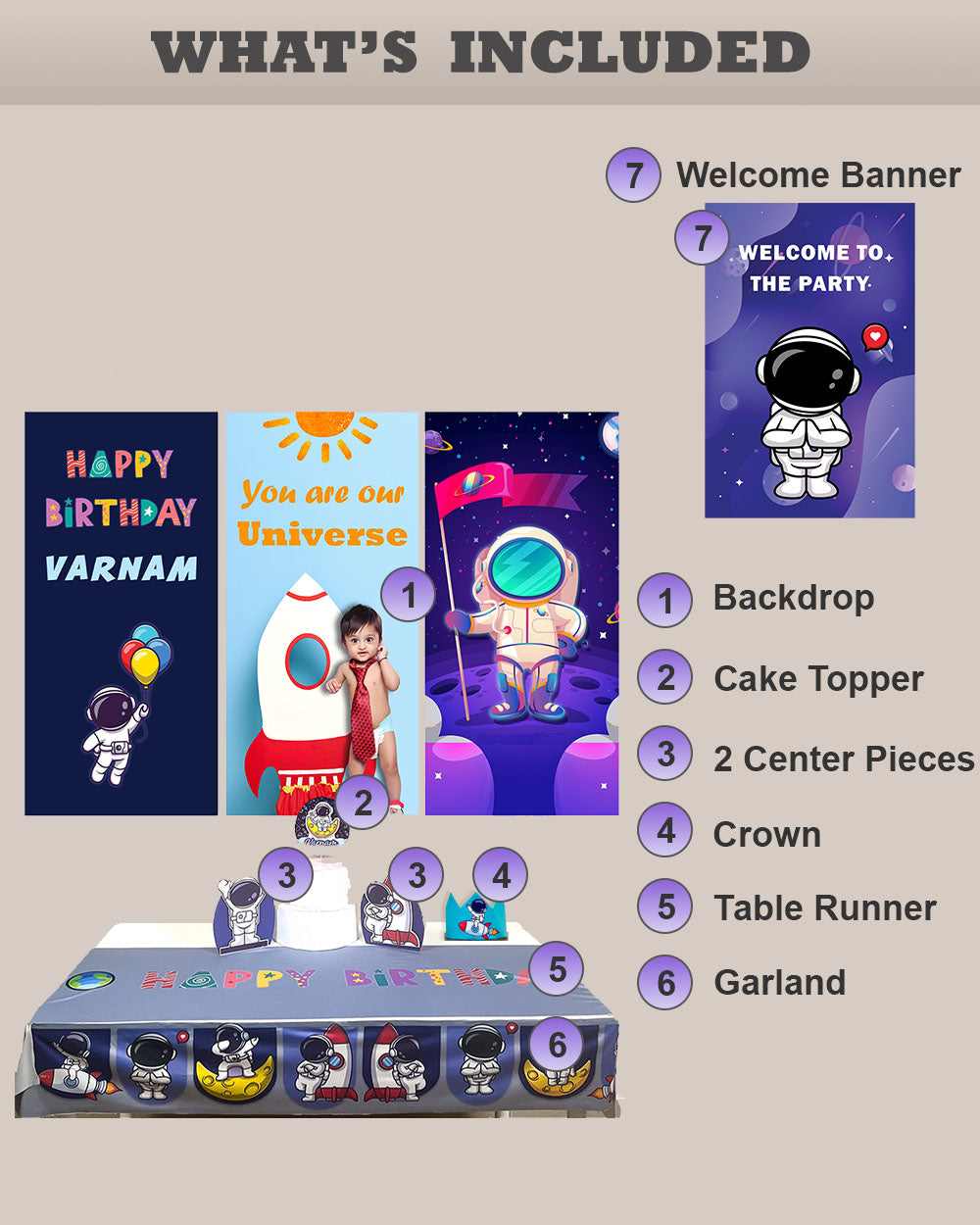 Custom Astronaut Birthday Decoration Bundle
