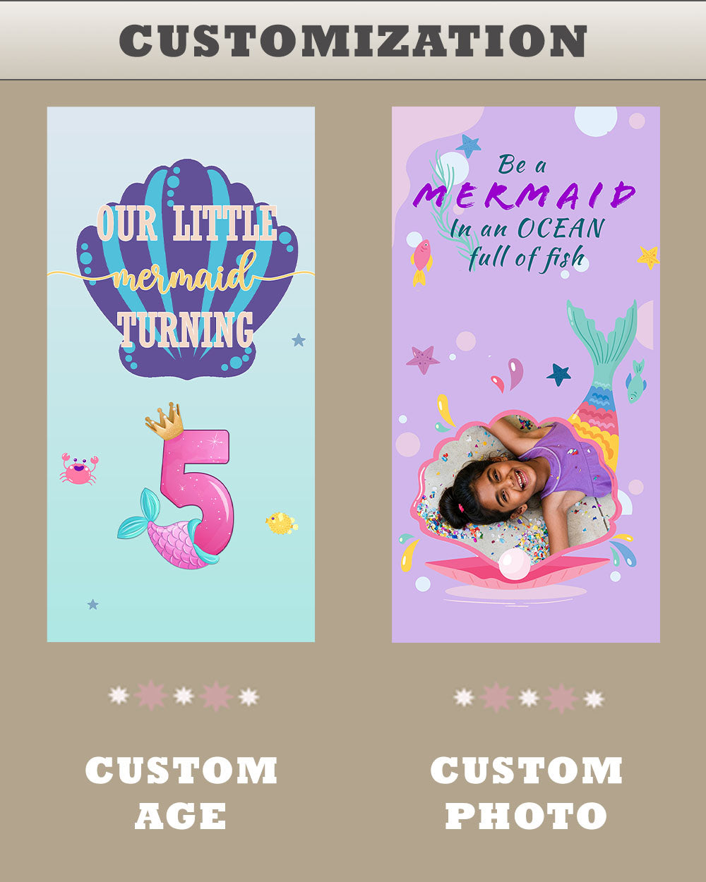 Custom Mermaid Birthday Decoration Bundle