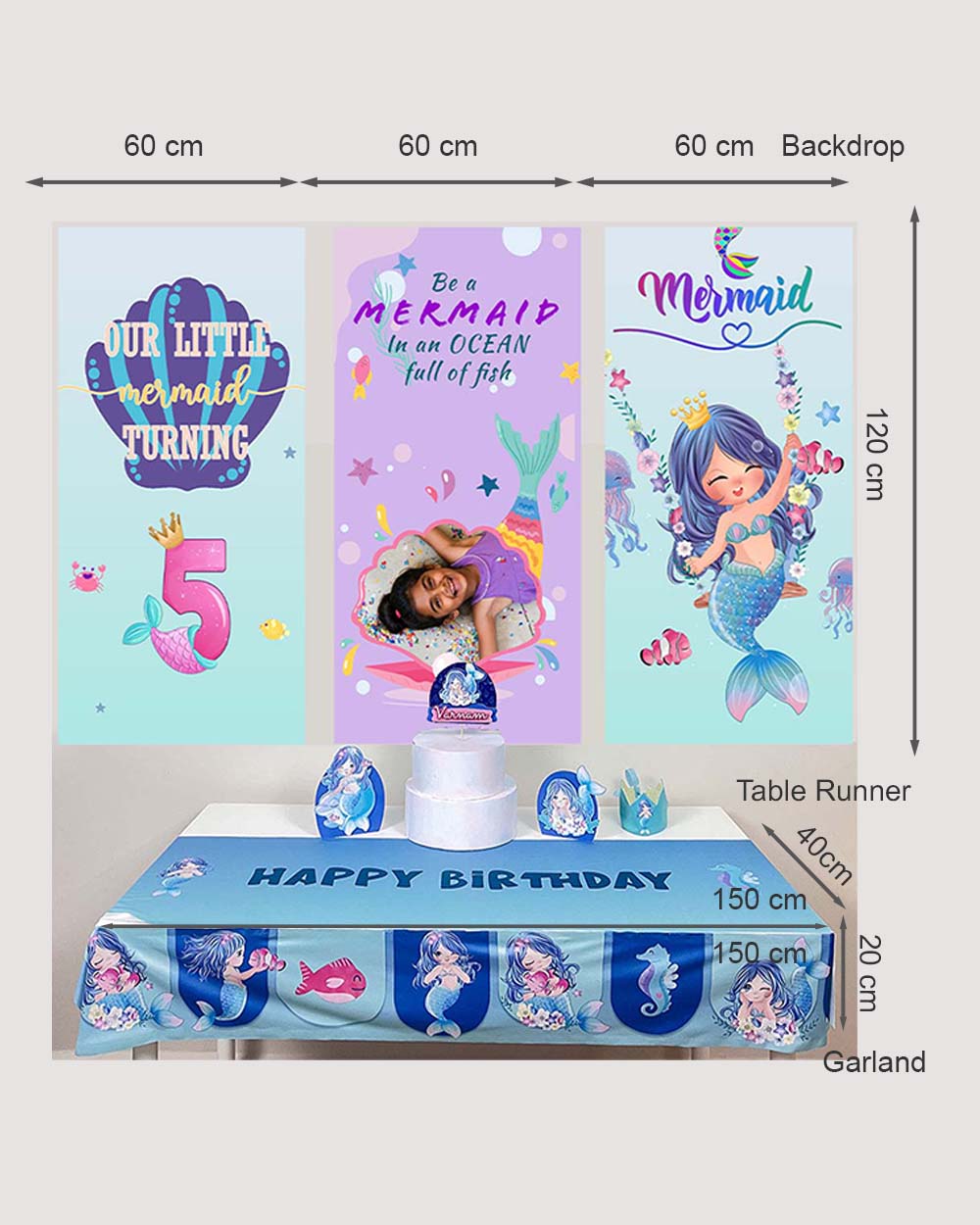 Custom Mermaid Birthday Decoration Bundle