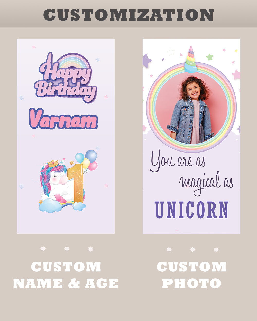 Custom Unicorn Birthday Decoration Bundle