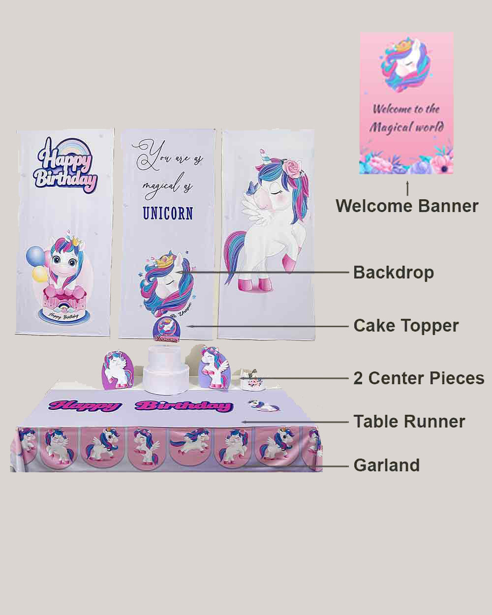 Unicorn Birthday Decoration Bundle