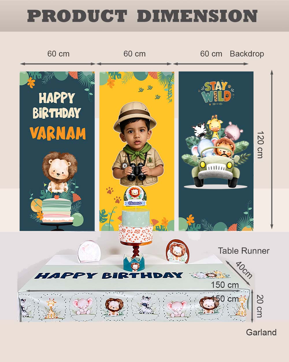 Custom Wild Safari Birthday Decoration Bundle