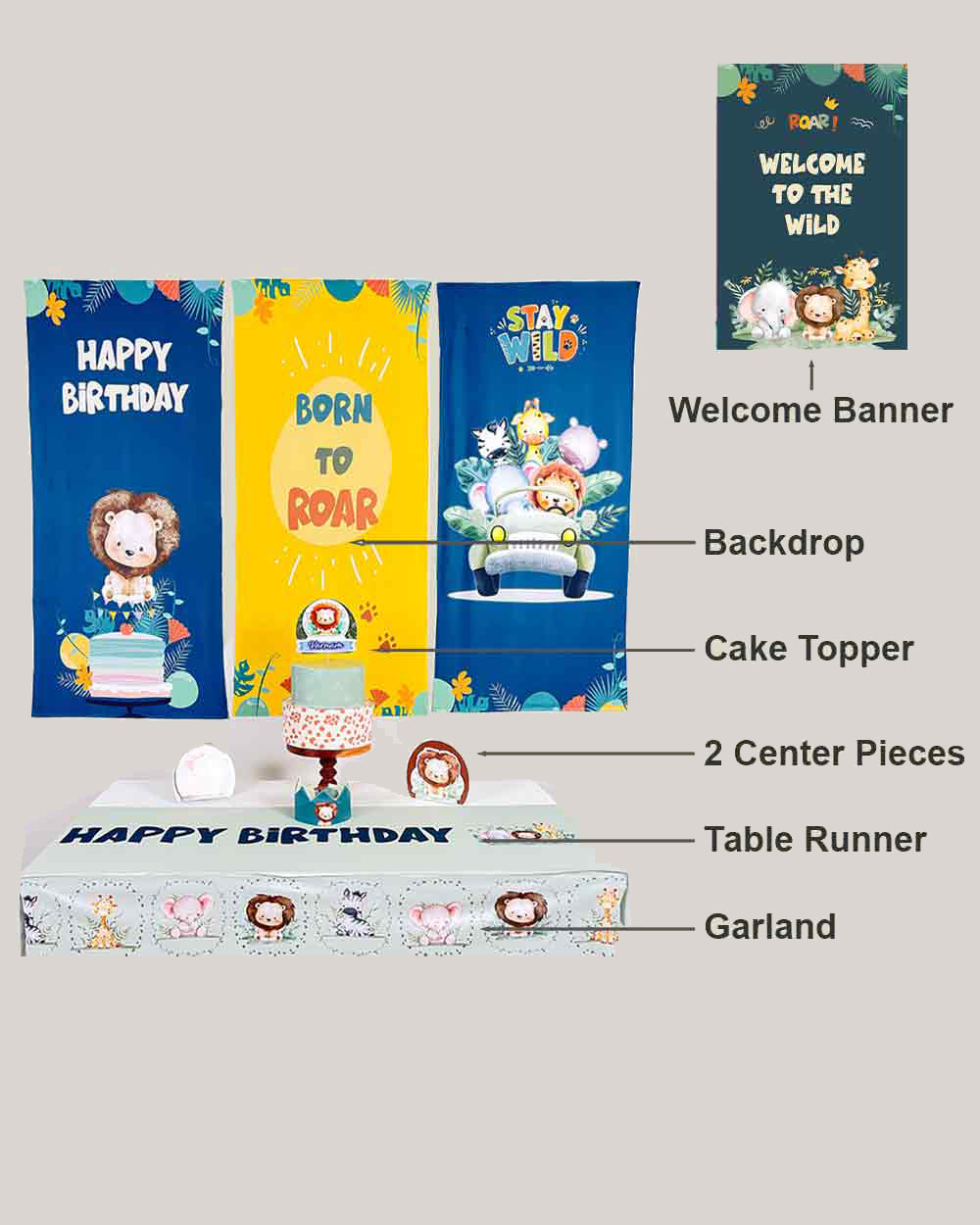 Wild Safari Birthday Decoration Bundle